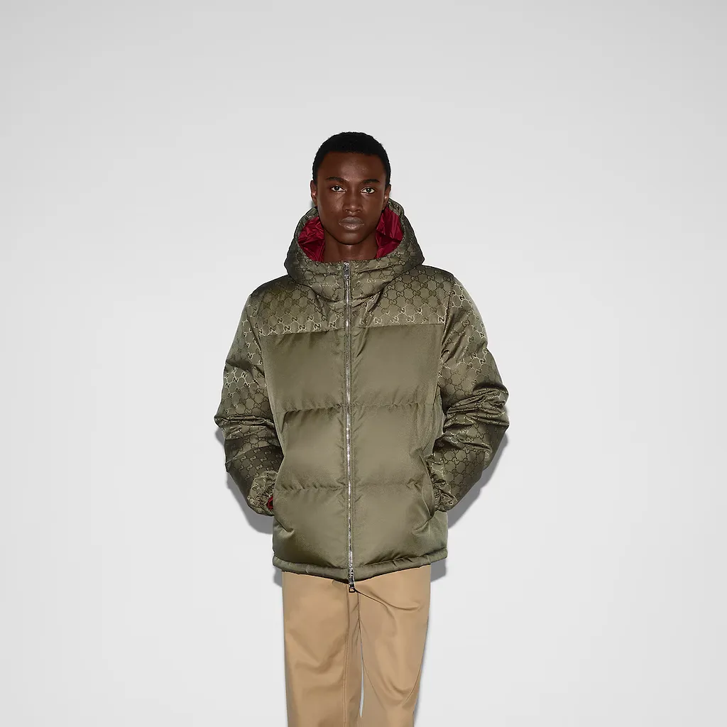 Gg Nylon Canvas Puffer Jacket