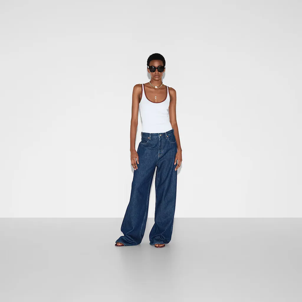 Wide Leg Denim Trousers