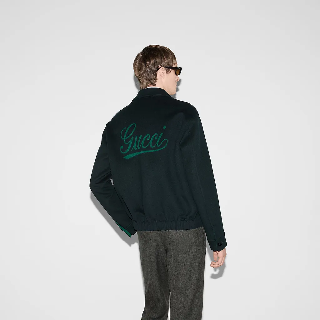 Wool Zip Jacket With Gucci Jacquard