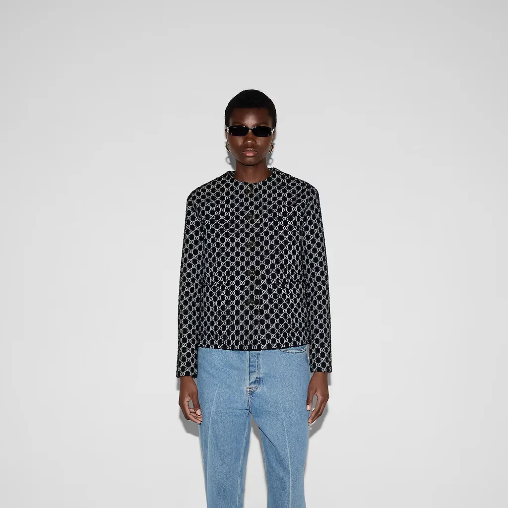 Bouclé Wool Jacket With Gg Shadow