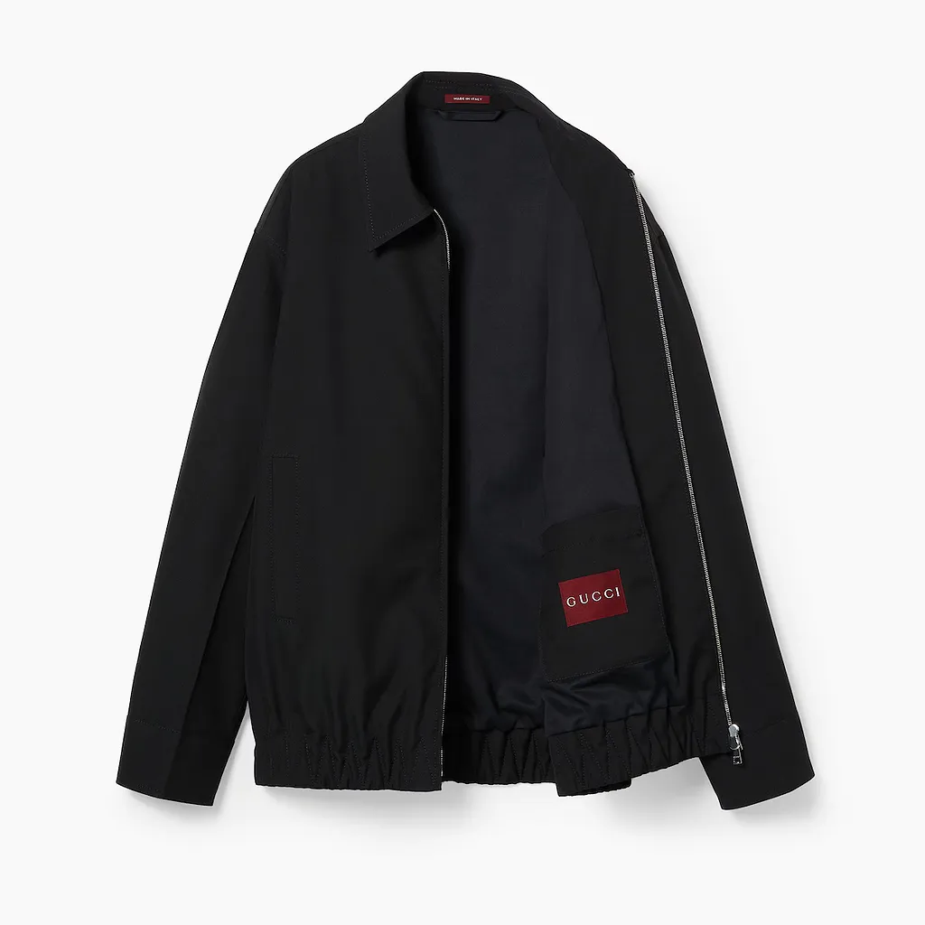 Embossed Wool Twill Zip Jacket