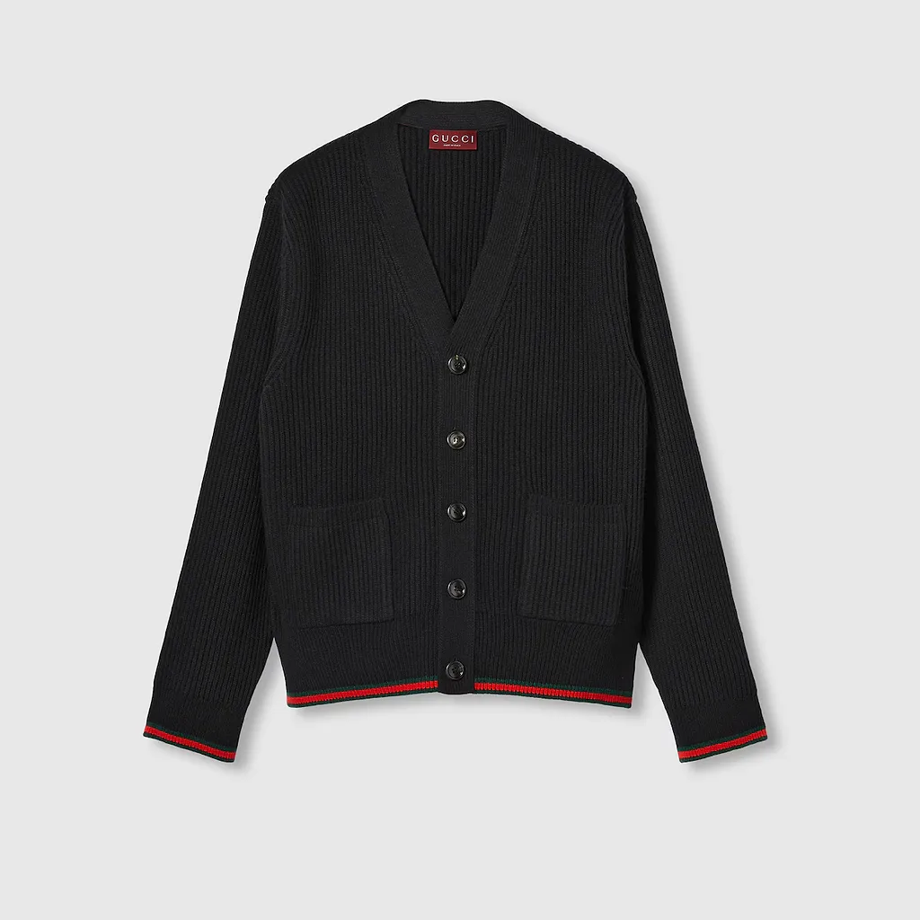 Wool Cashmere Rib Knit Cardigan