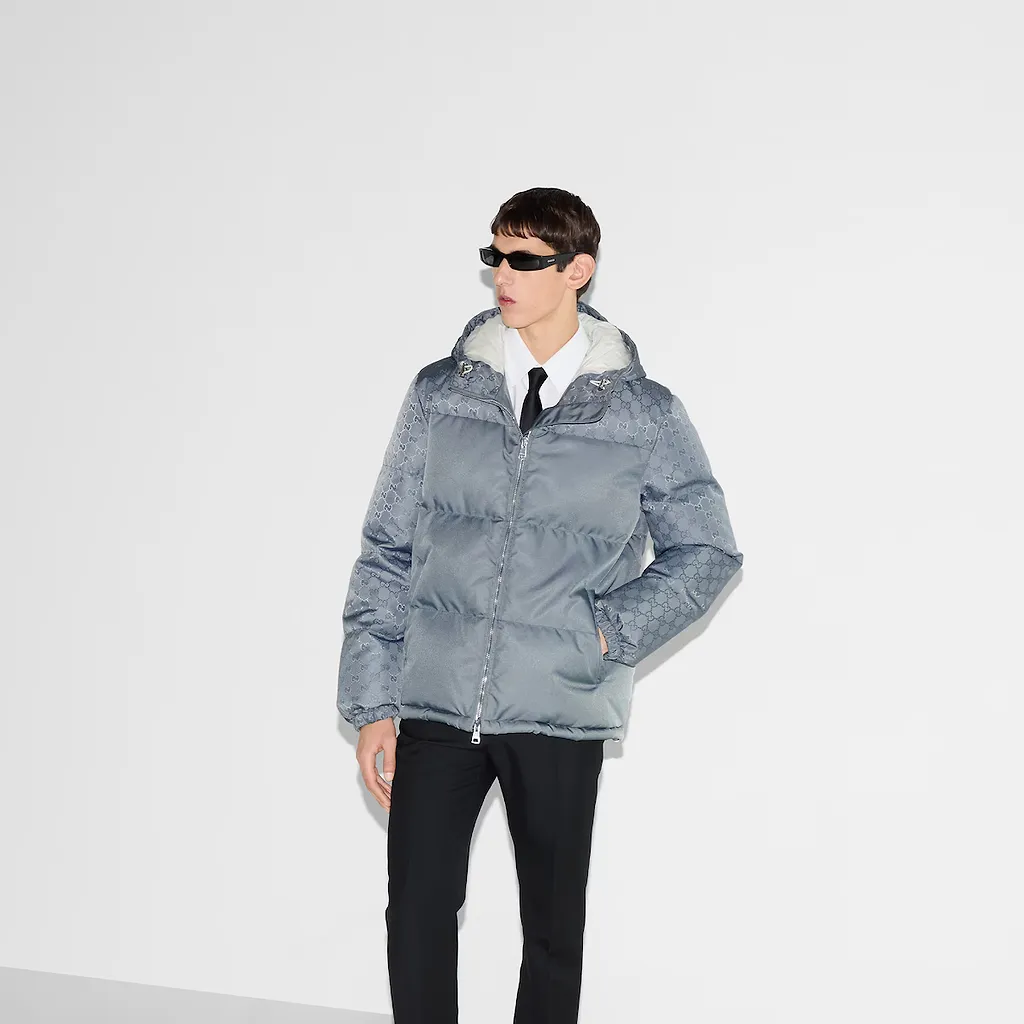 Gg Nylon Canvas Puffer Jacket