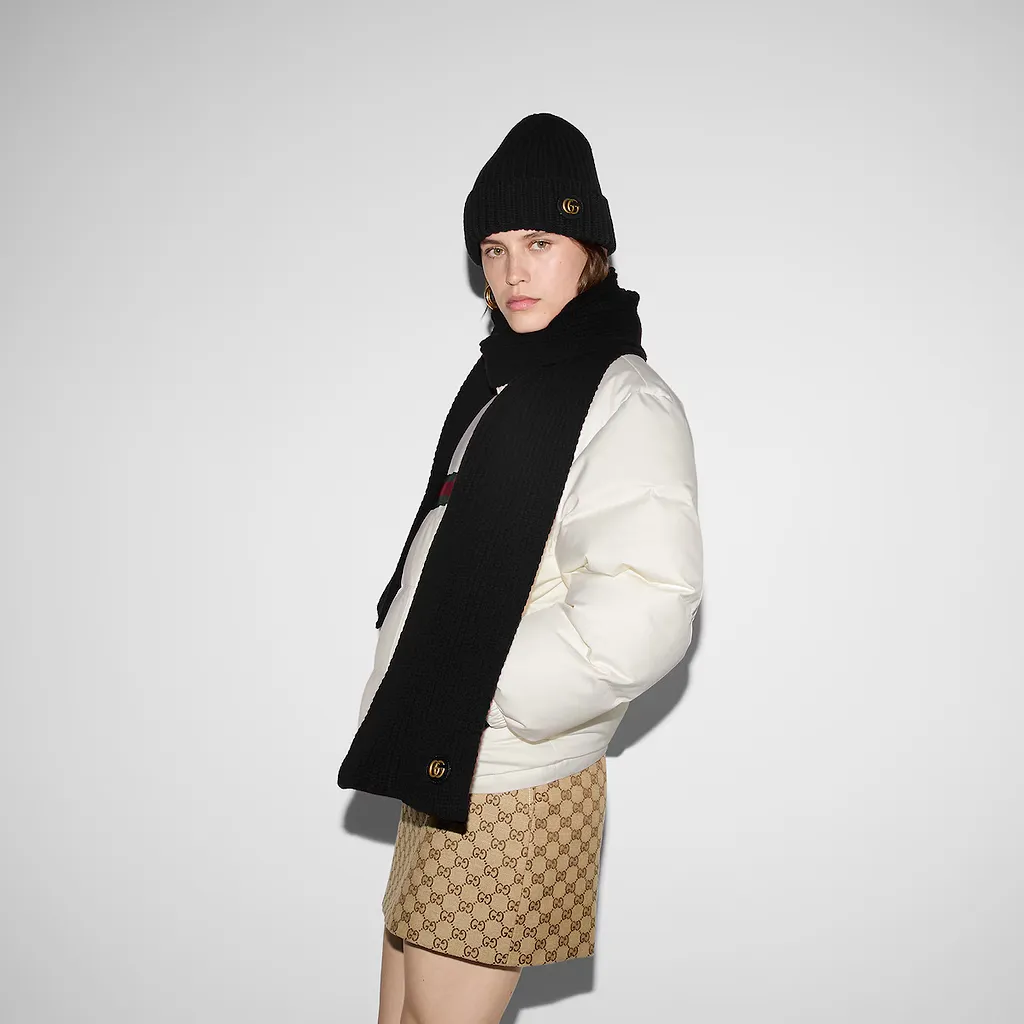 Wool Cashmere Scarf With Double G