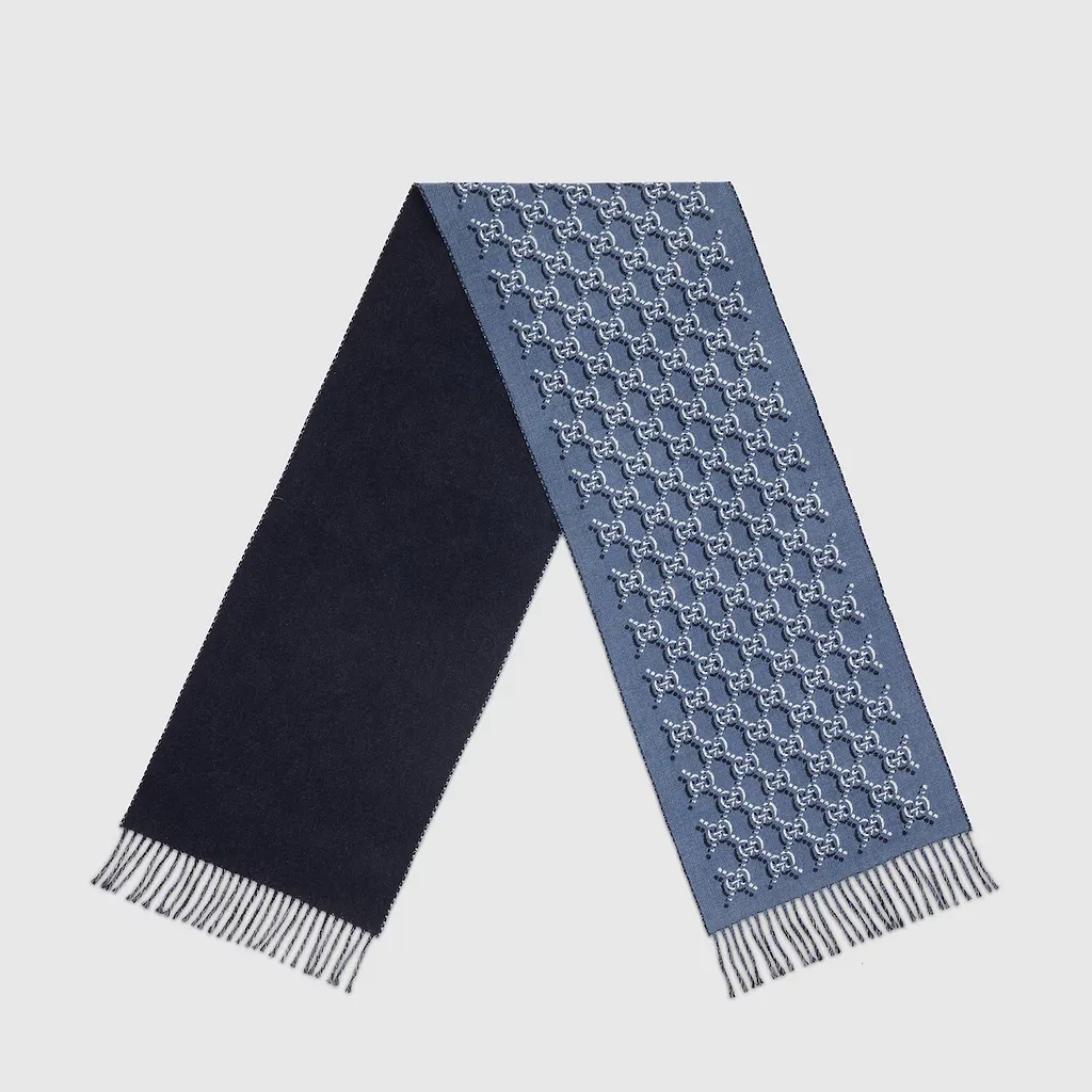 Wool Scarf With Gg Shadow