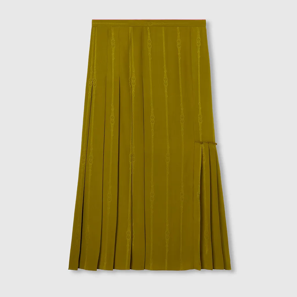 Chain And Belt Silk Jacquard Skirt
