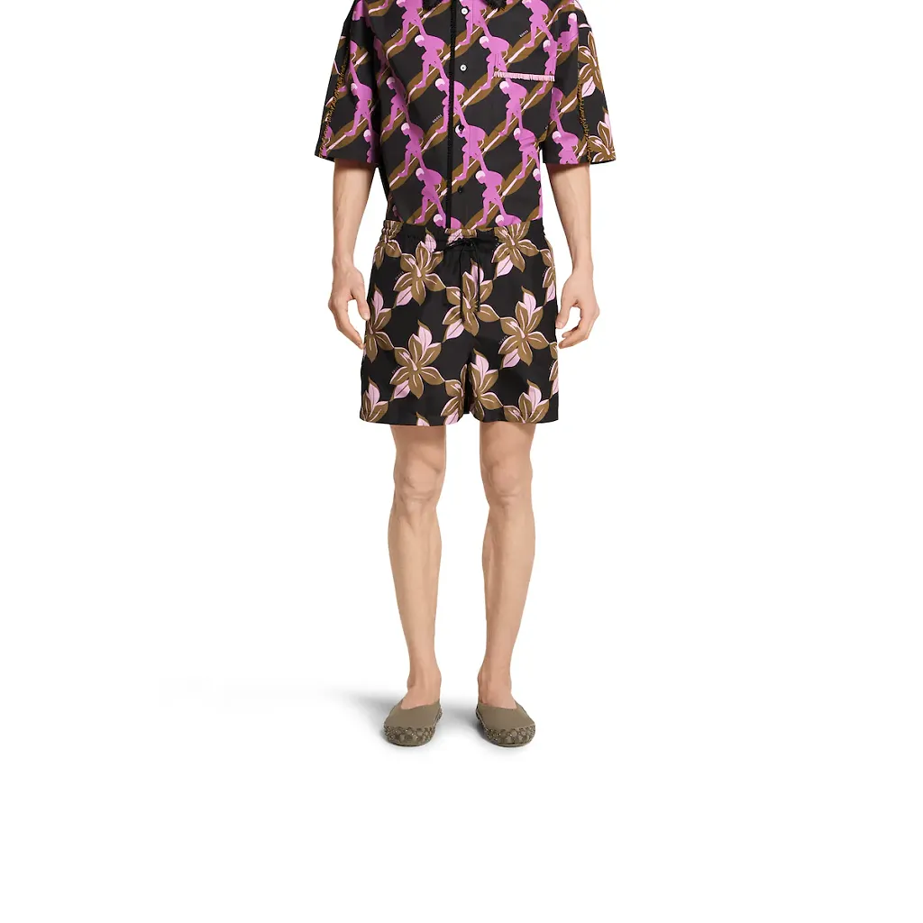 Printed Technical Poplin Swim Short