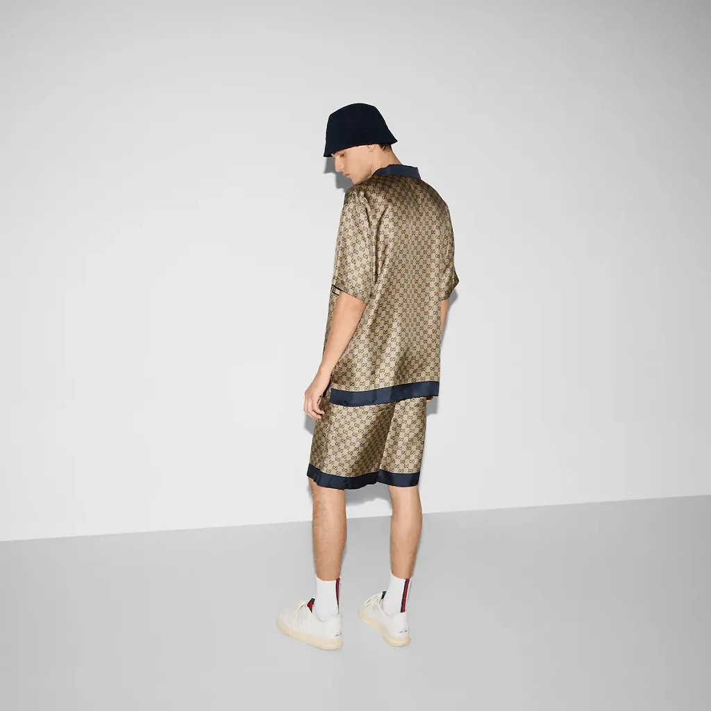 Printed Silk Twill Shorts