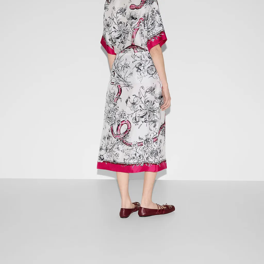 Printed Silk Wrap Skirt
