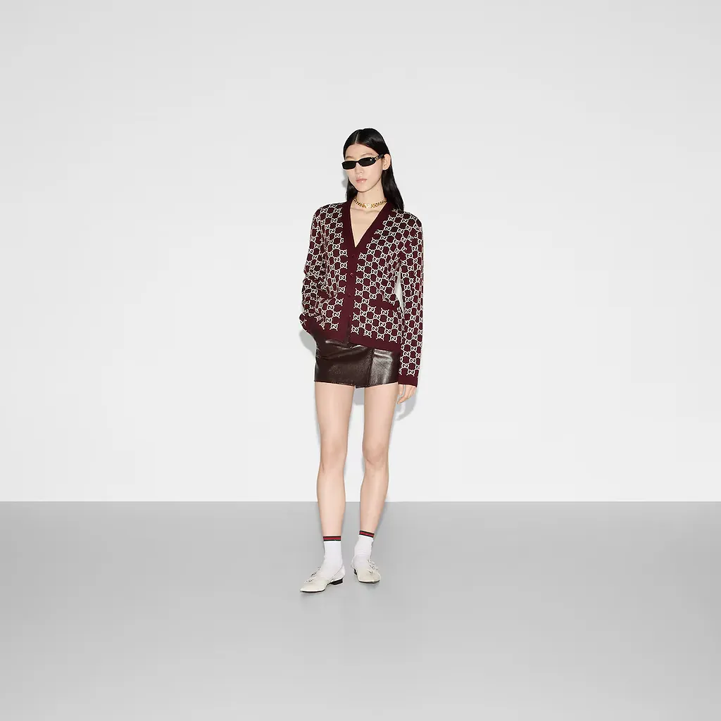 Reversible Gg Wool Jacquard Cardigan