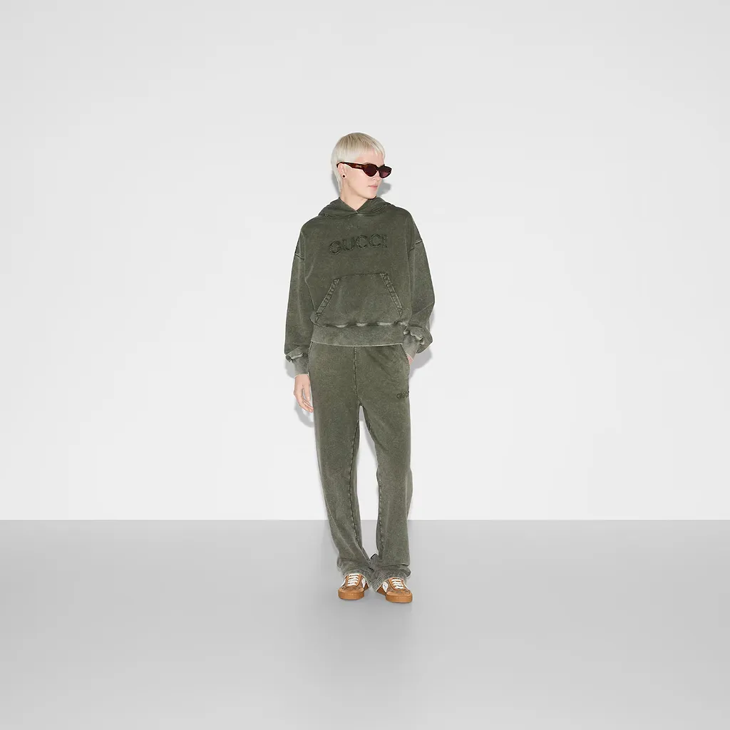 Embroidered Cotton Jersey Hooded Sweatshirt