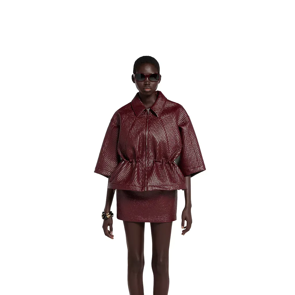 Diagonal Wool Short Sleeve Jacket
