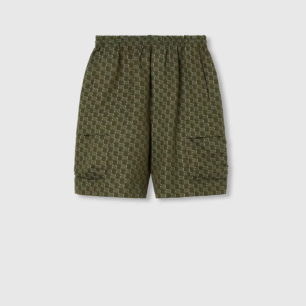 Cotton Jacquard Shorts With Gg Shadow