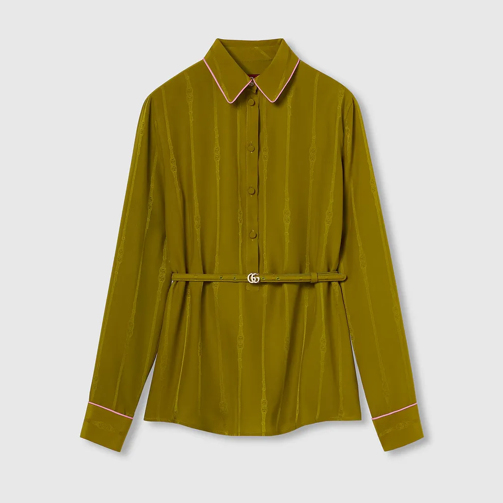 Chain And Belt Silk Jacquard Shirt