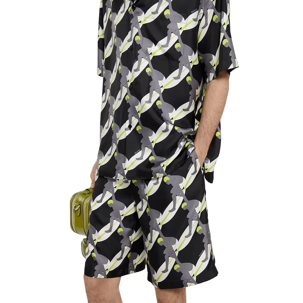 Printed Silk Twill Shorts
