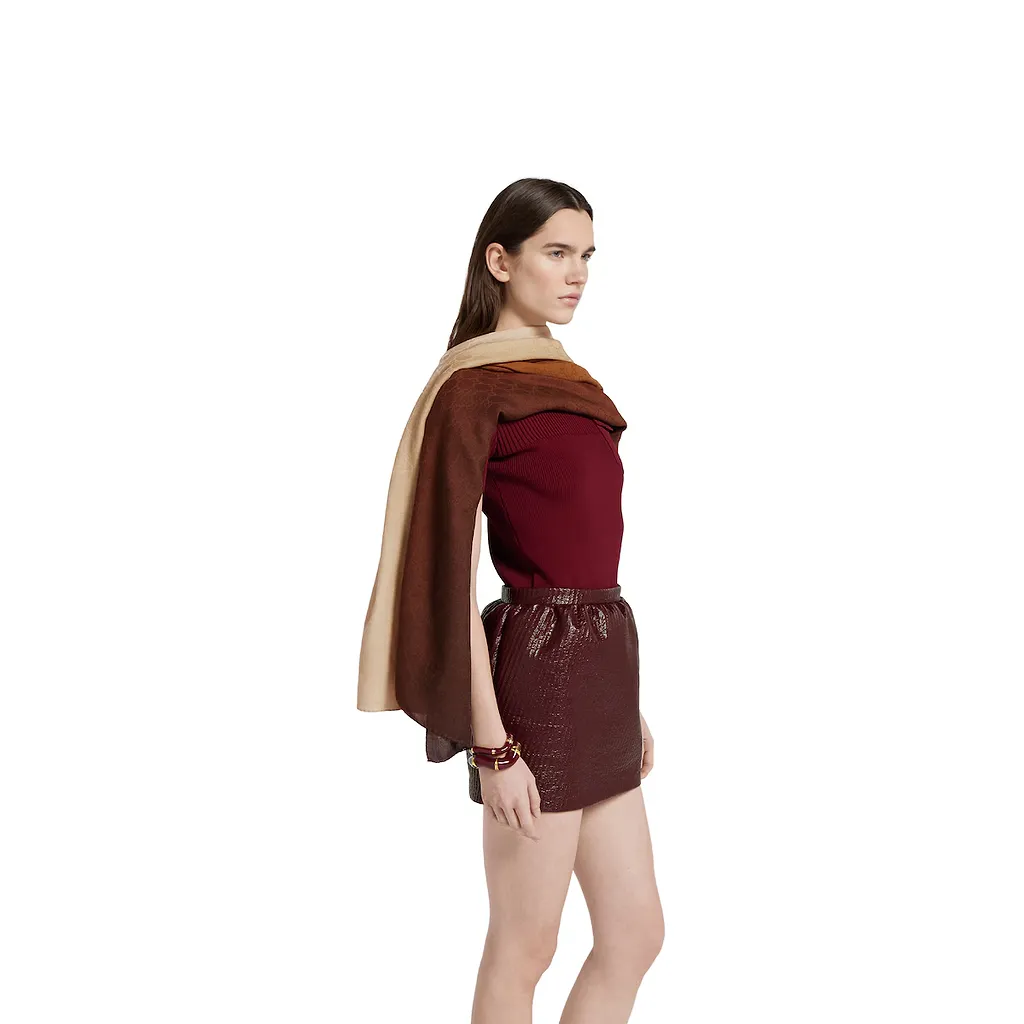 Gg Wool Silk Jacquard Shawl