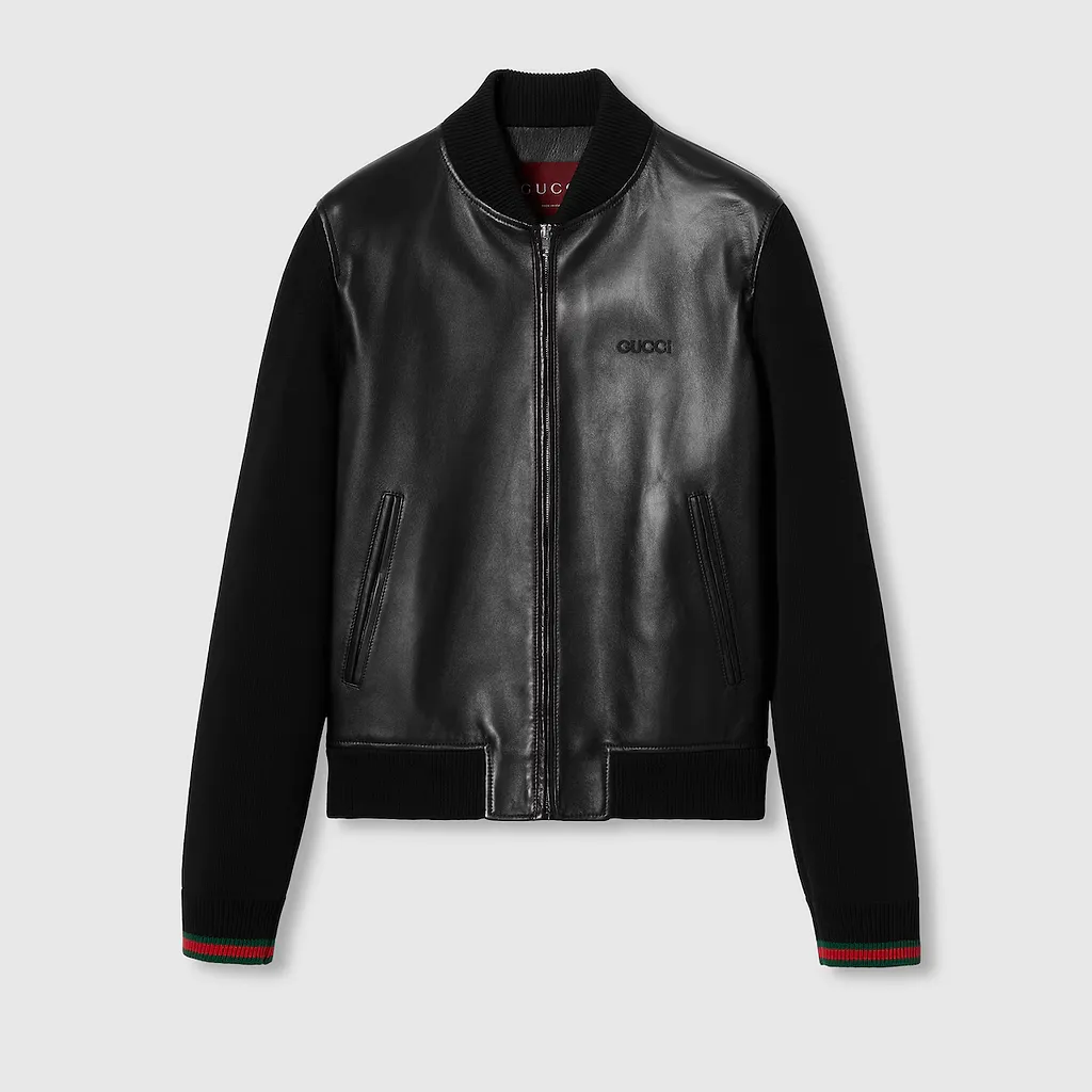 Nappa Leather And Knit Bomber Jacket