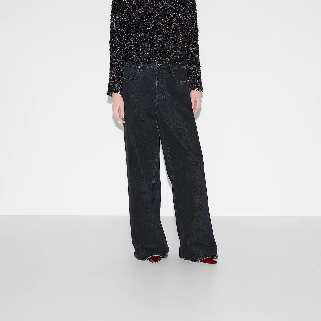 Wide Leg Denim Trouser