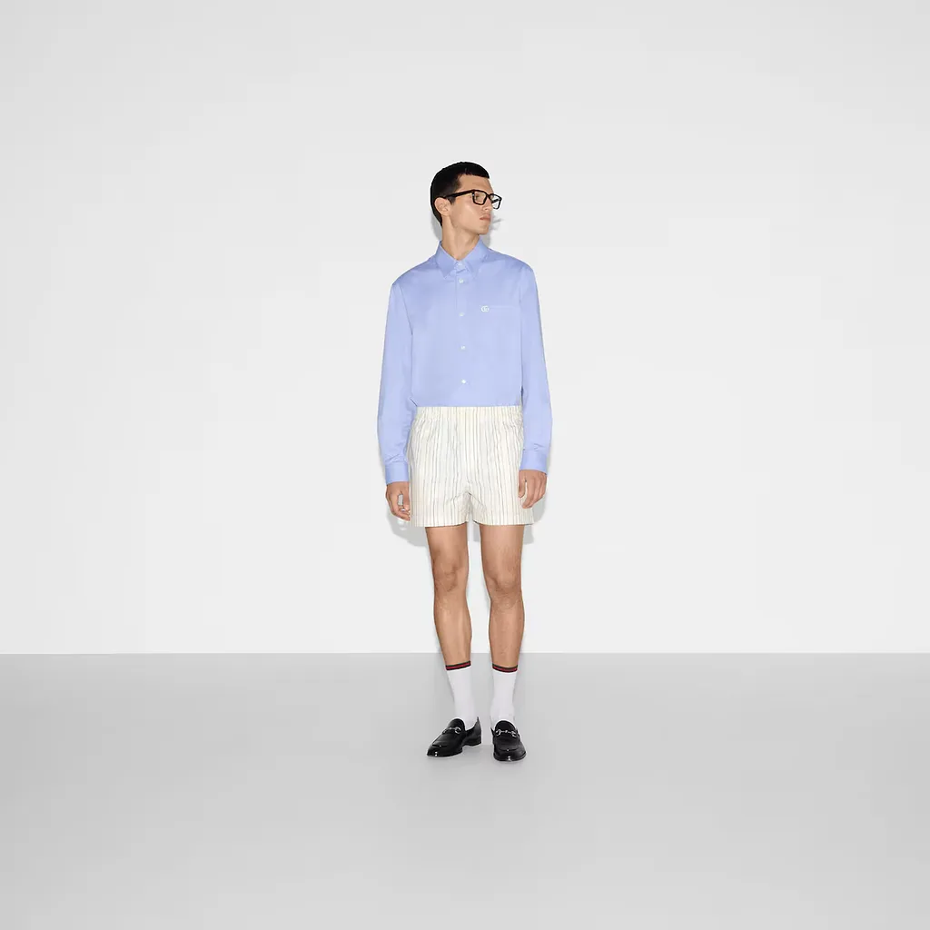 Striped Cotton Poplin Shorts