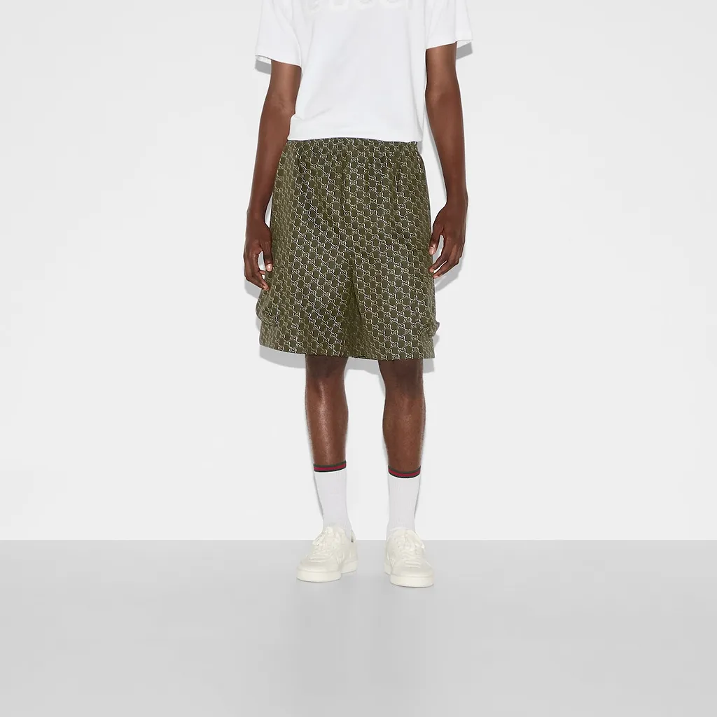 Cotton Jacquard Shorts With Gg Shadow