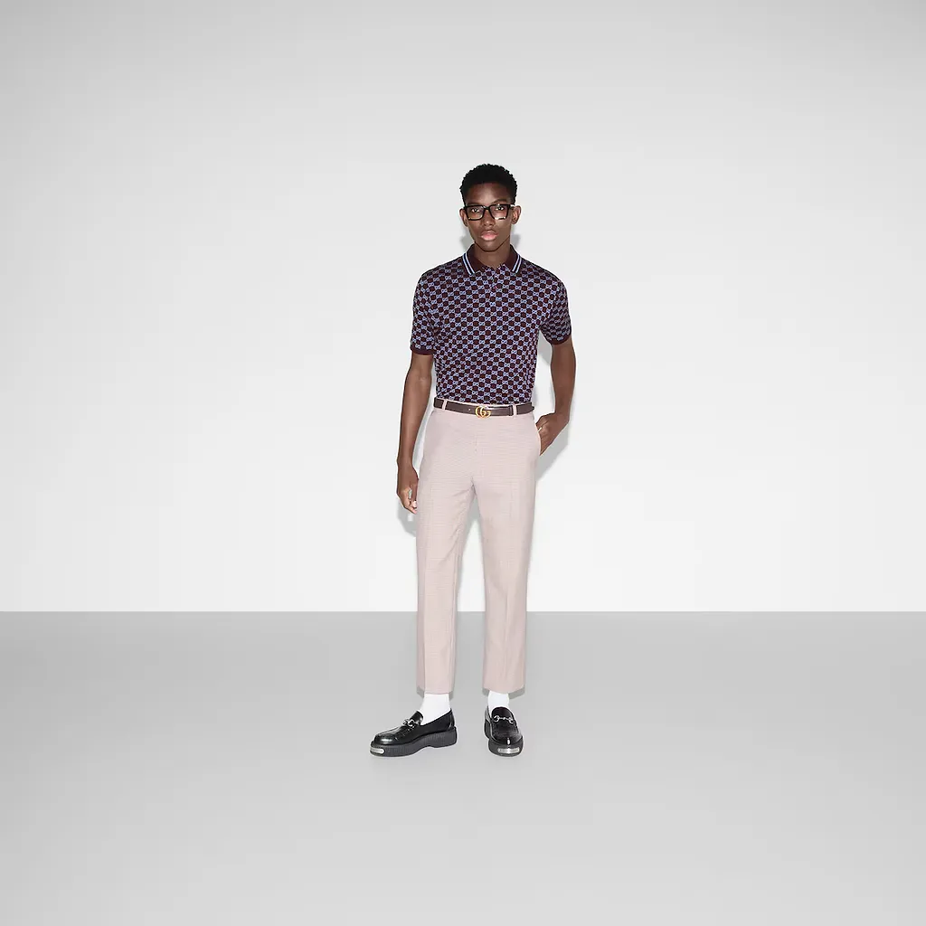 Gg Cotton Piquet Jacquard Polo Shirt