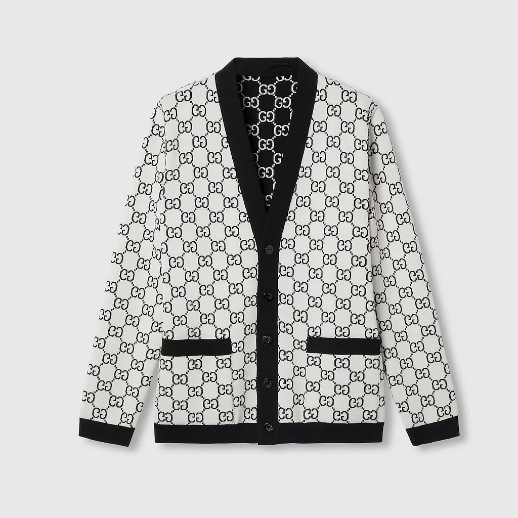 Reversible Gg Wool Jacquard Cardigan