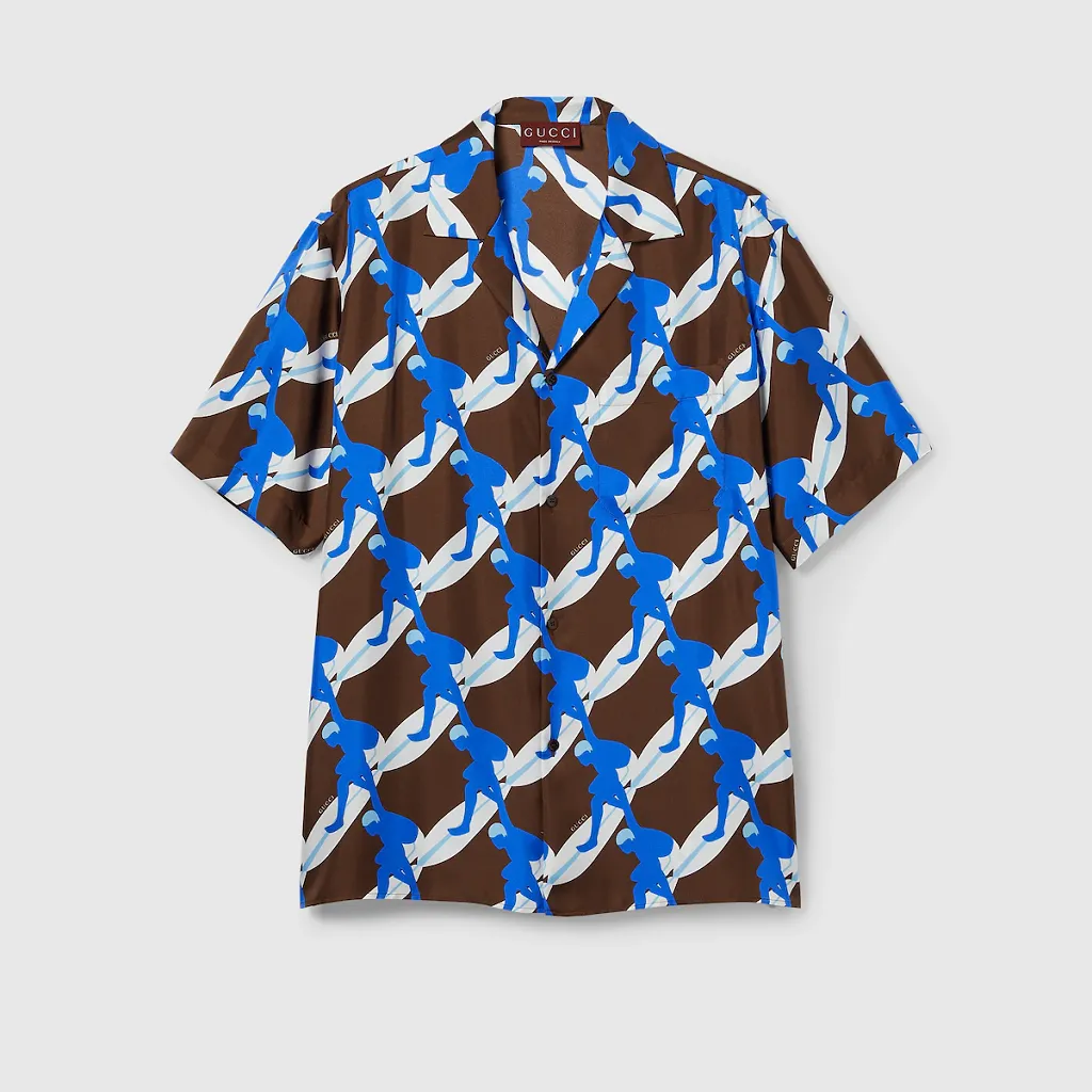 Printed Silk Bowling Shirt
