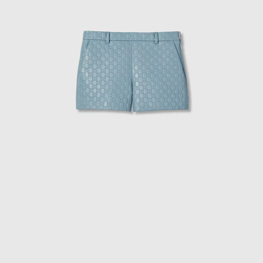 Gg Embossed Leather Short