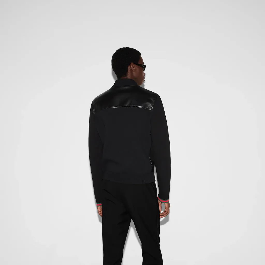 Nappa Leather And Knit Bomber Jacket