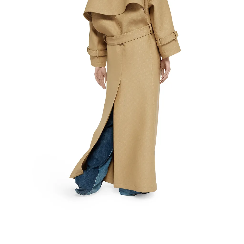 Gg CrÊPe Silk Wool Double-Breasted Coat