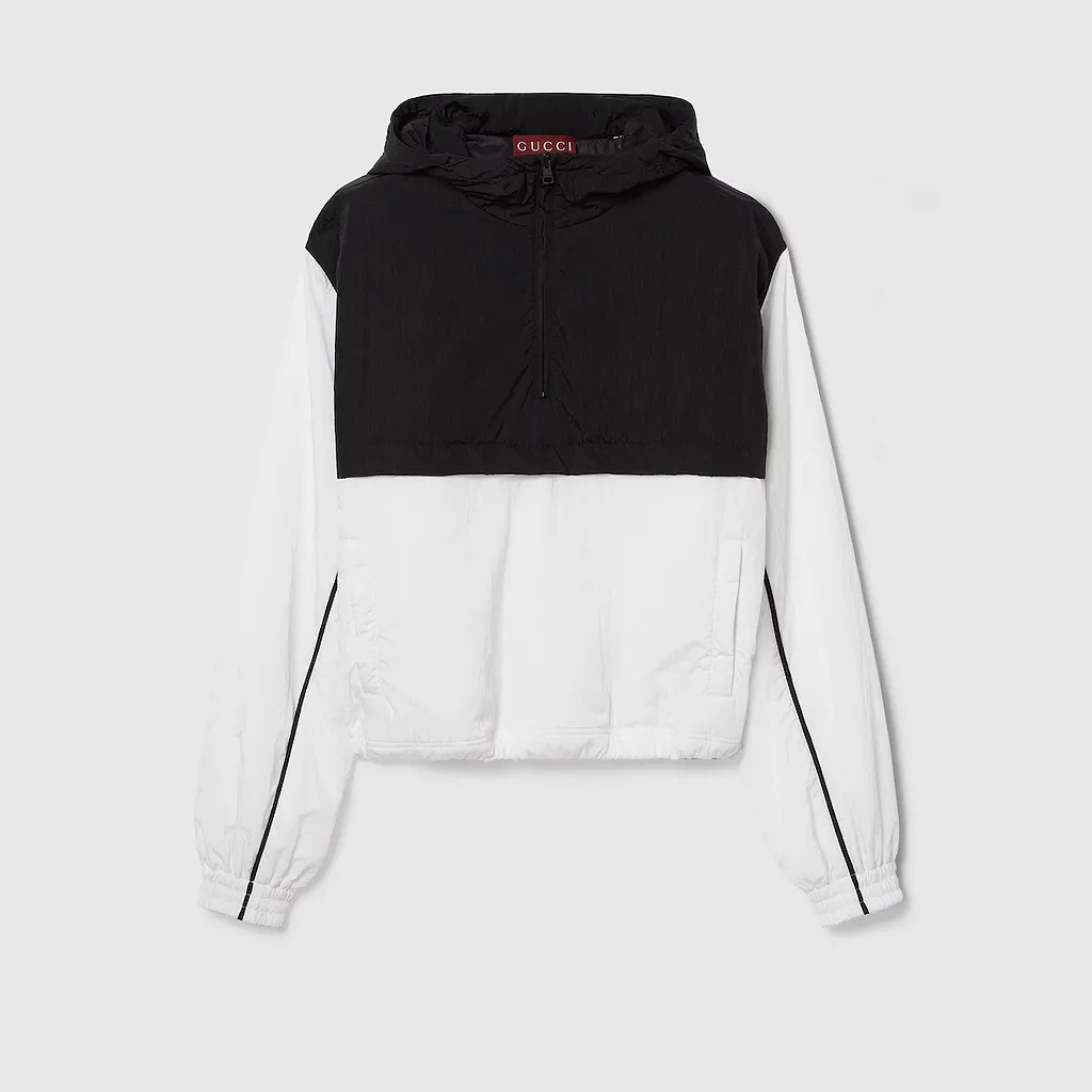Gg Nylon Hooded Zip Jacket