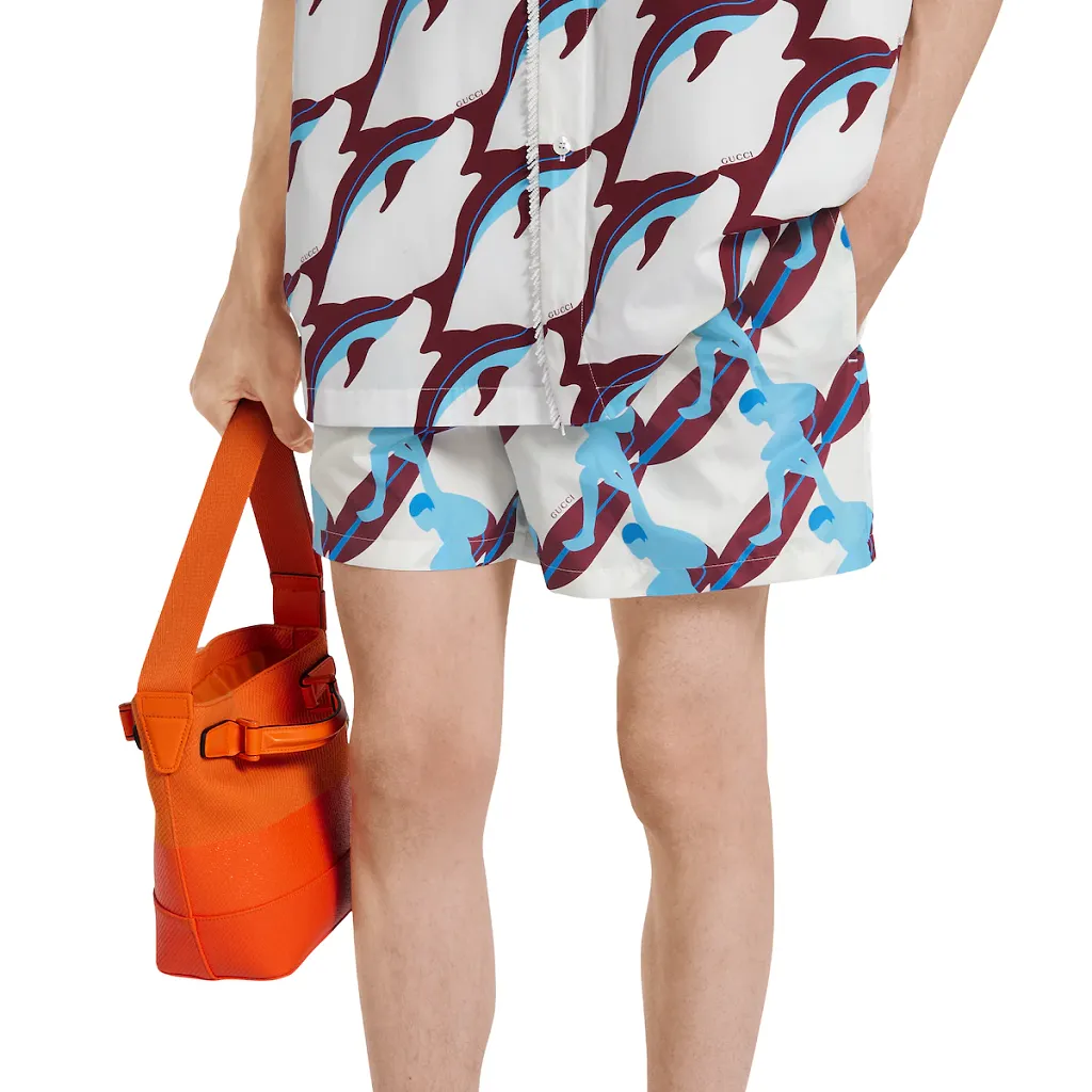 Printed Technical Poplin Swim Short