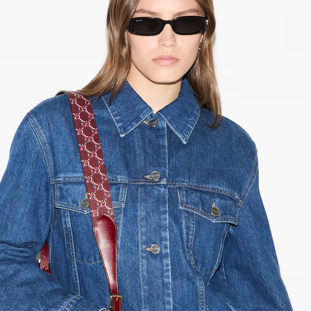 Denim Jacket With Gucci Print