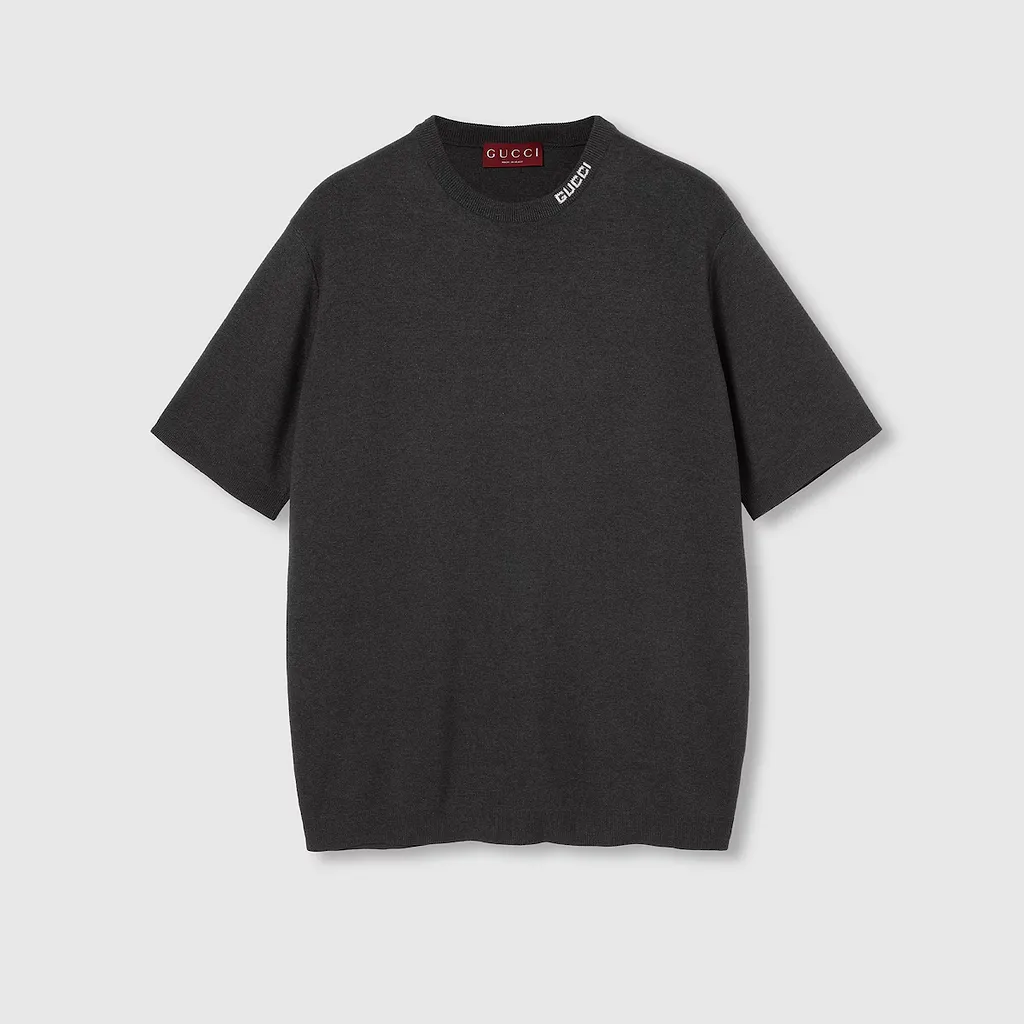 Silk Cotton T-Shirt With Intarsia