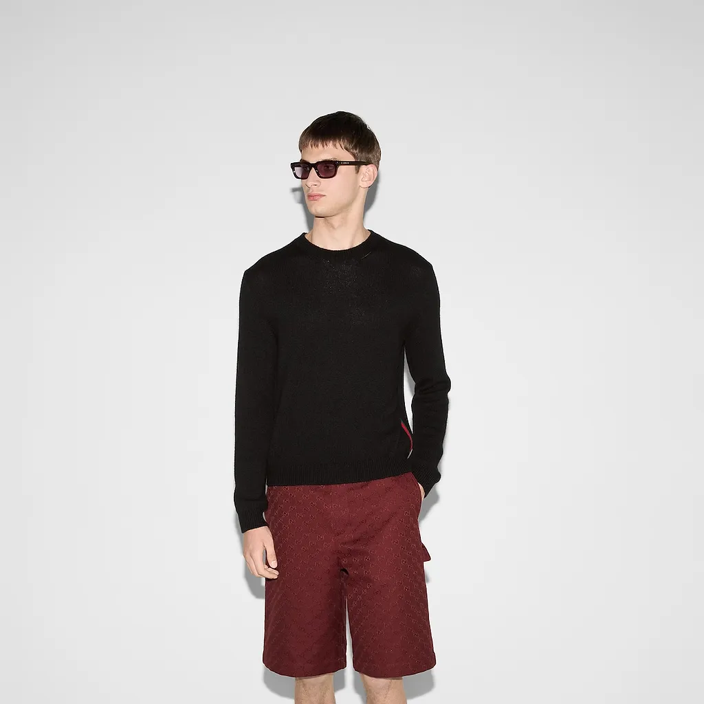 Cashmere Sweater With Web Intarsia