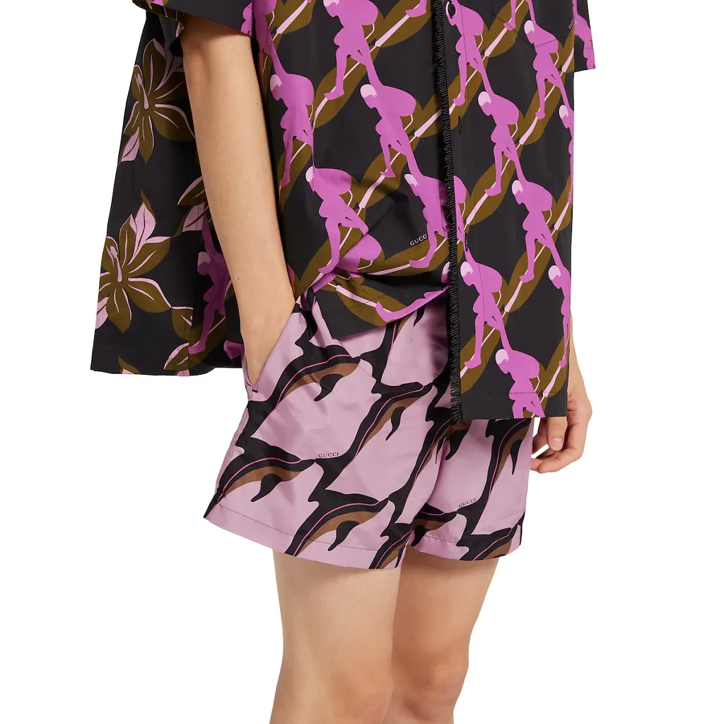 Printed Technical Poplin Swim Short