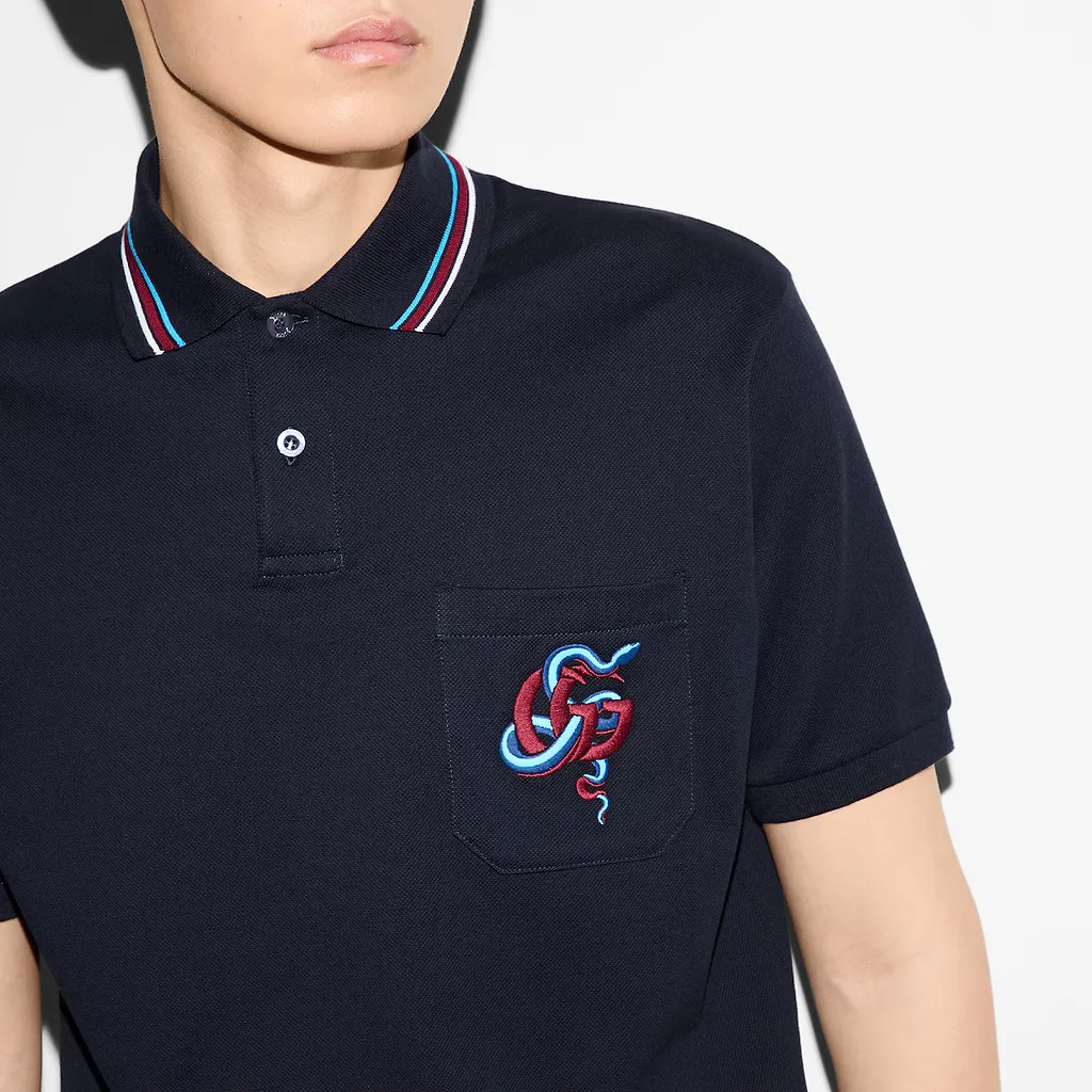 Embroidered Stretch Cotton Polo Shirt