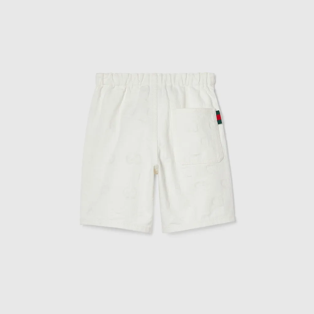Children's Gg Denim Shorts With Web