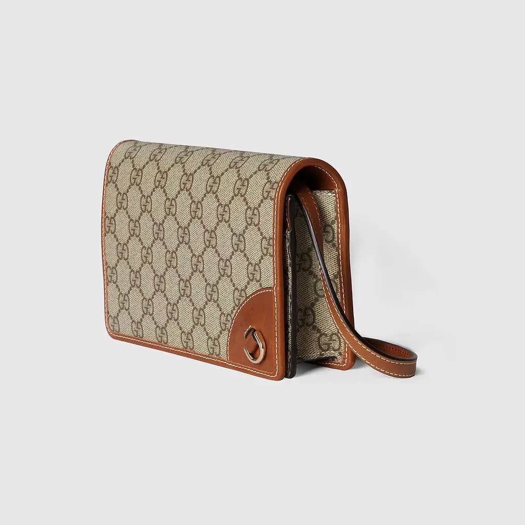Gg Emblem Wallet With Leather Strap