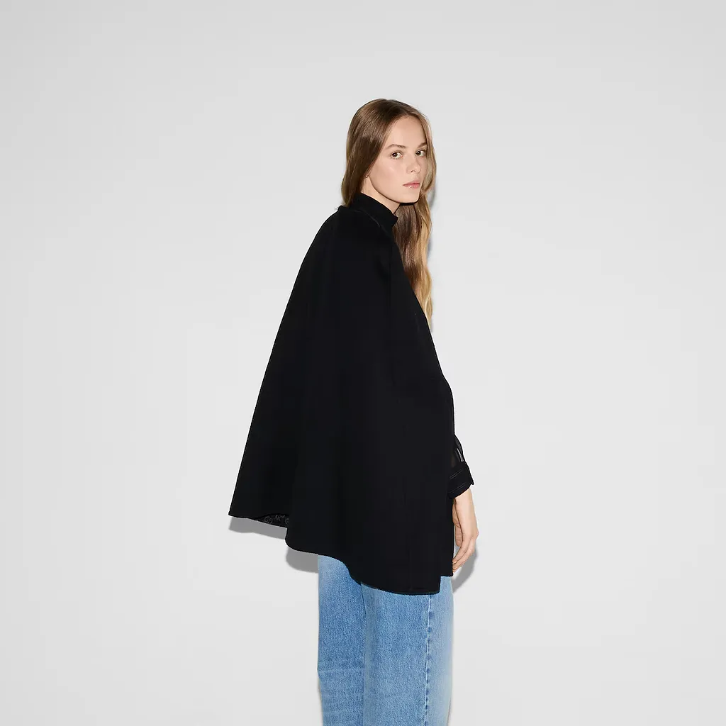 Wool And Silk Horsebit Cape