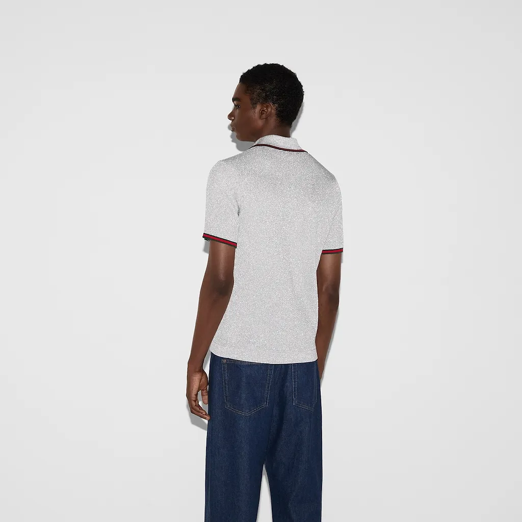 Lamé Knit Polo Shirt