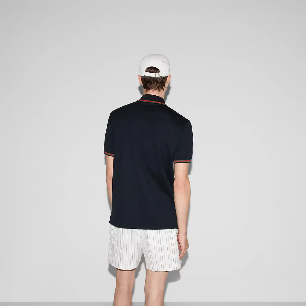 Embroidered Stretch Cotton Polo Shirt