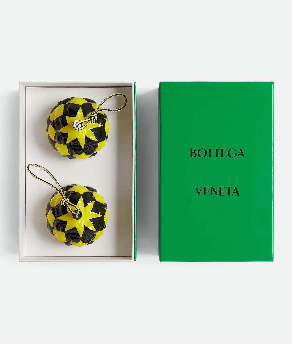 Set Of Two Check Ornaments