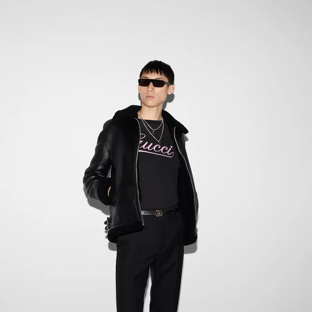 Cotton T-Shirt With Gucci Script Print