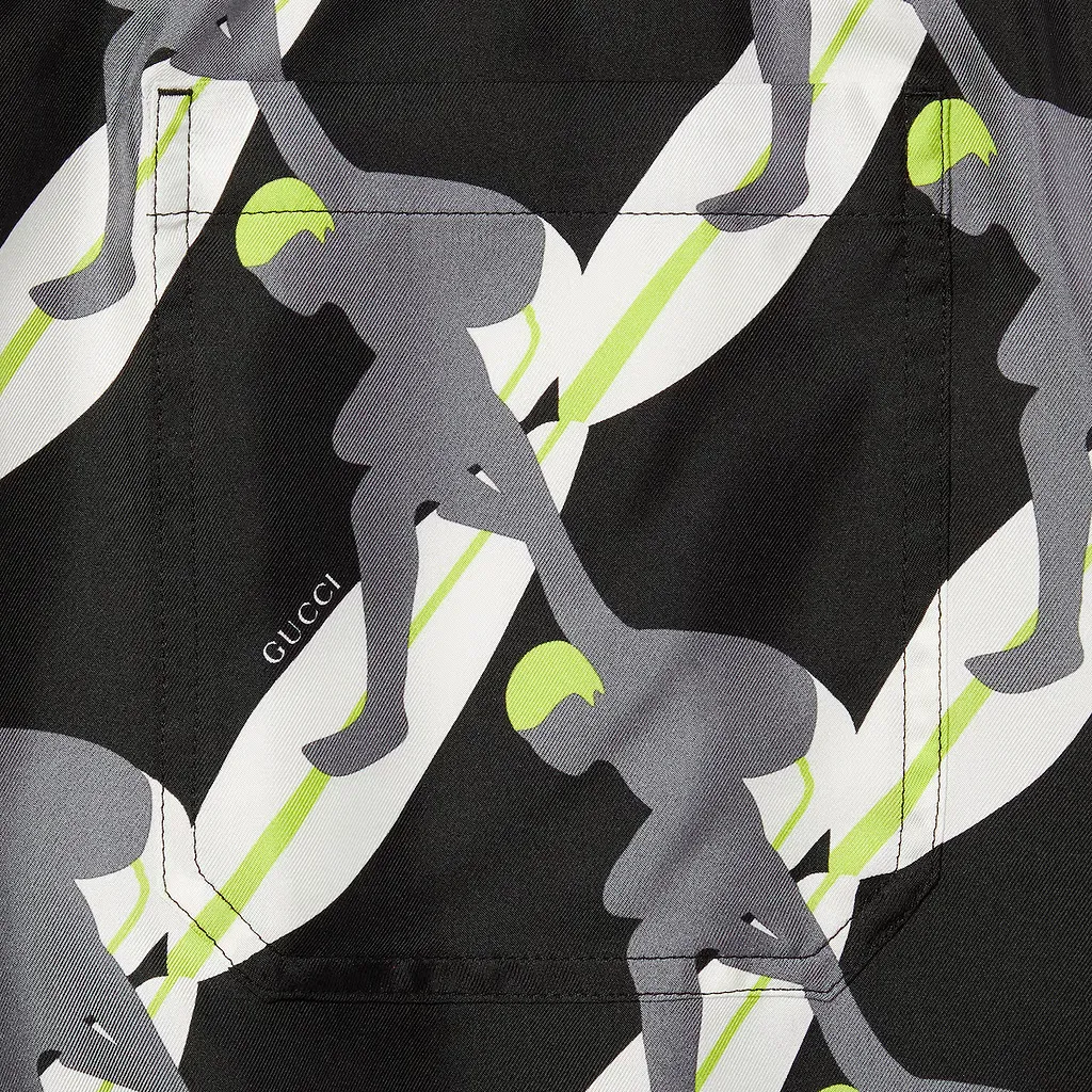 Printed Silk Twill Shorts