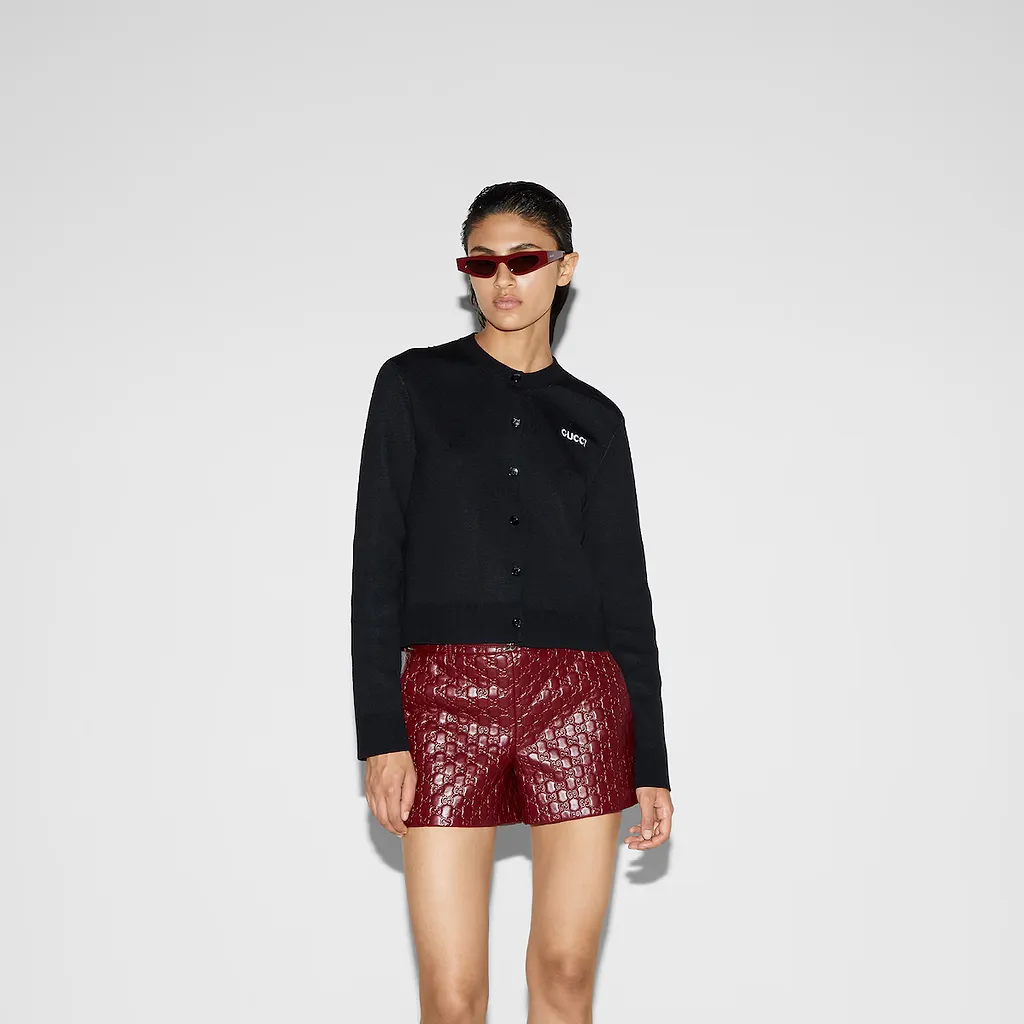 Wool Jacquard Cardigan With Intarsia