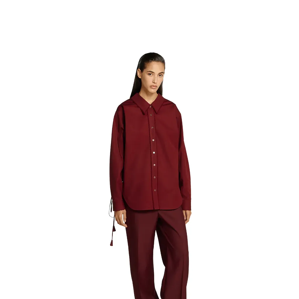 Cotton Poplin Shirt With Tie