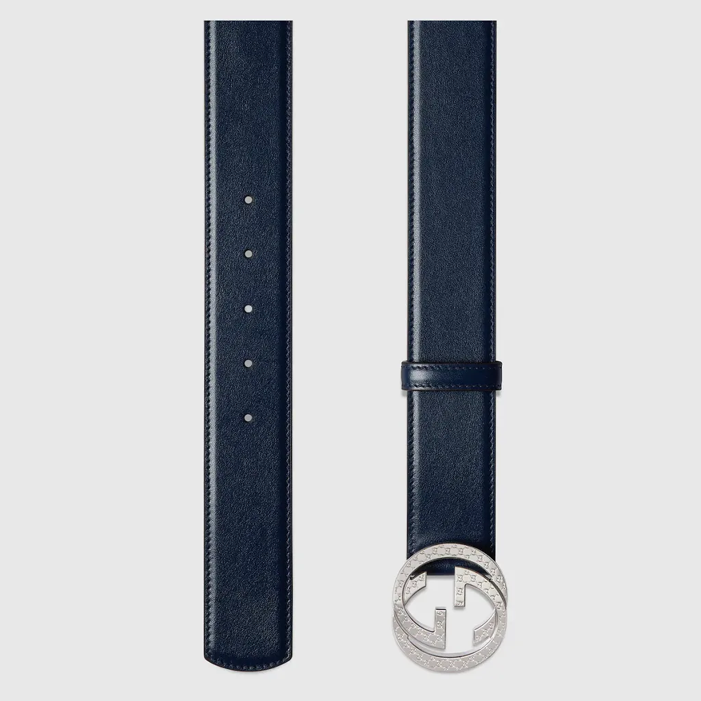 Belt With Interlocking G Engraved Buckle