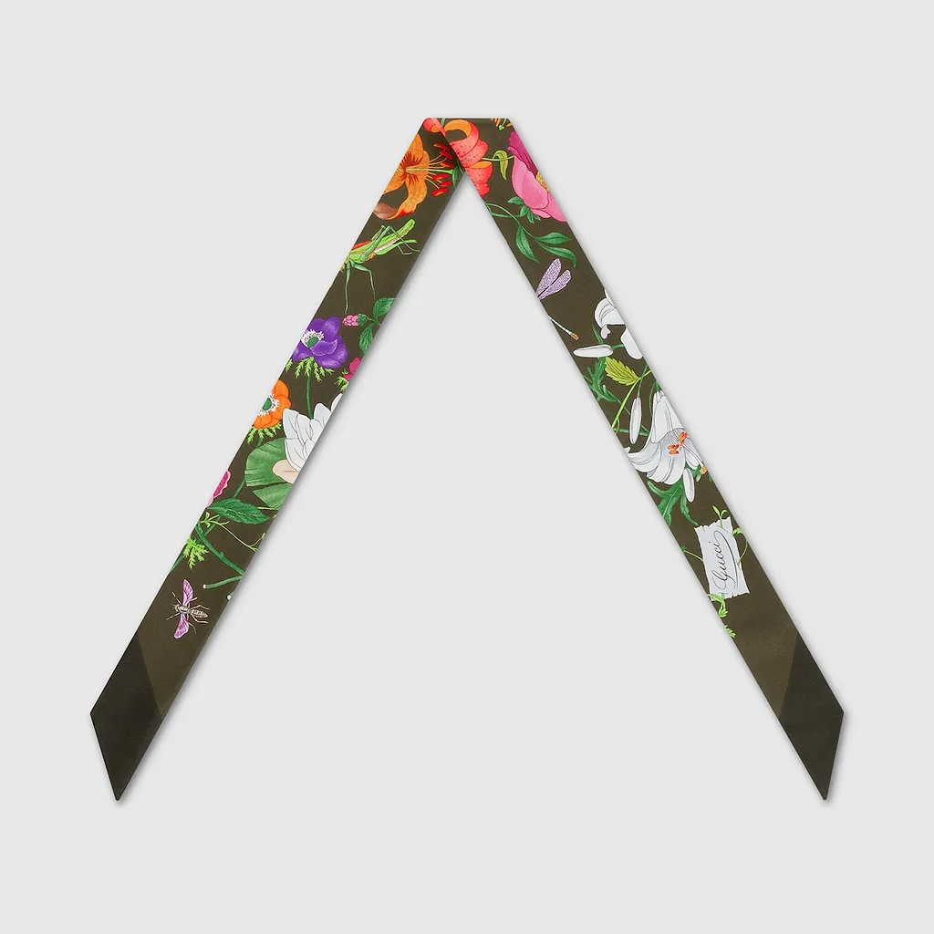 Printed Silk Twill Neck Bow