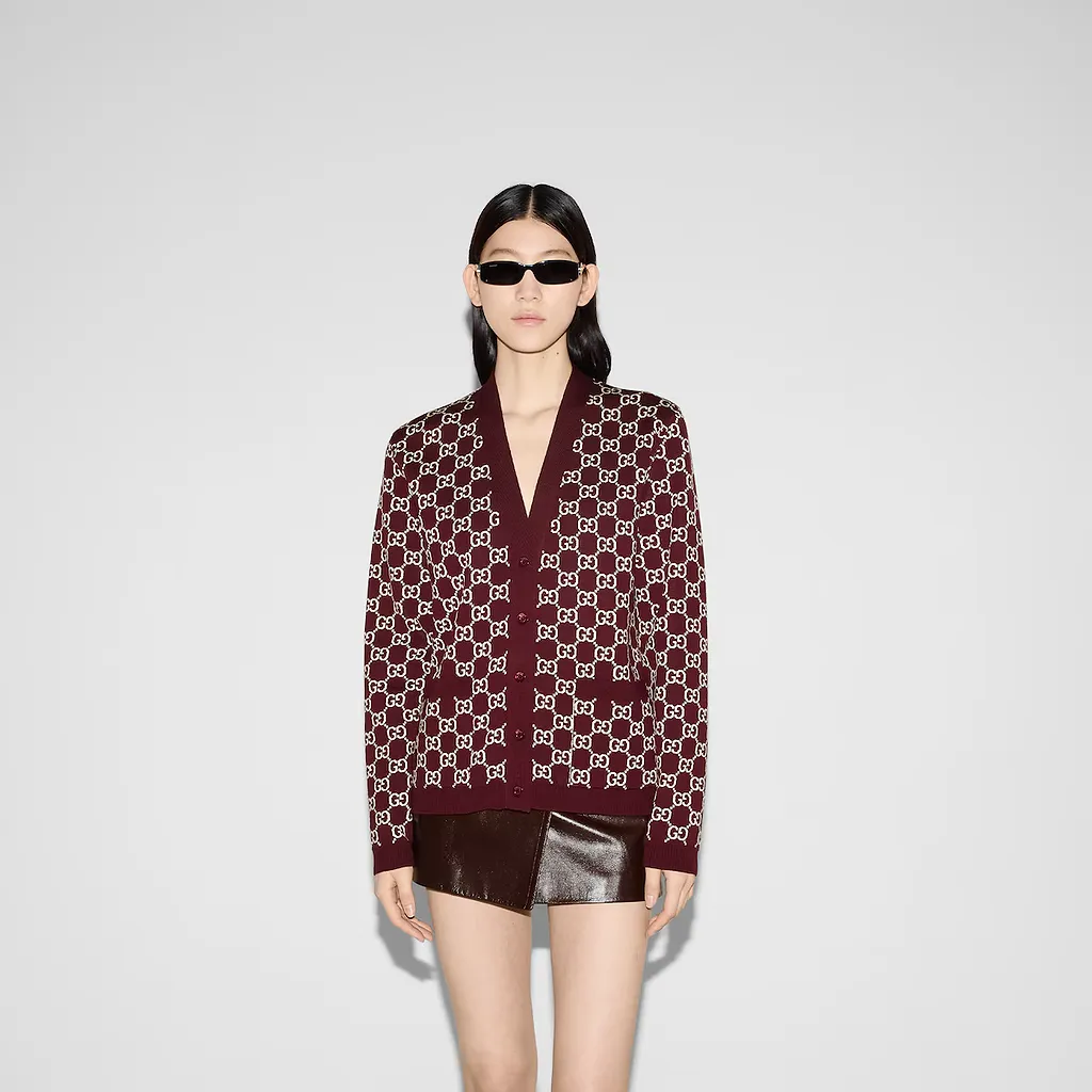 Reversible Gg Wool Jacquard Cardigan
